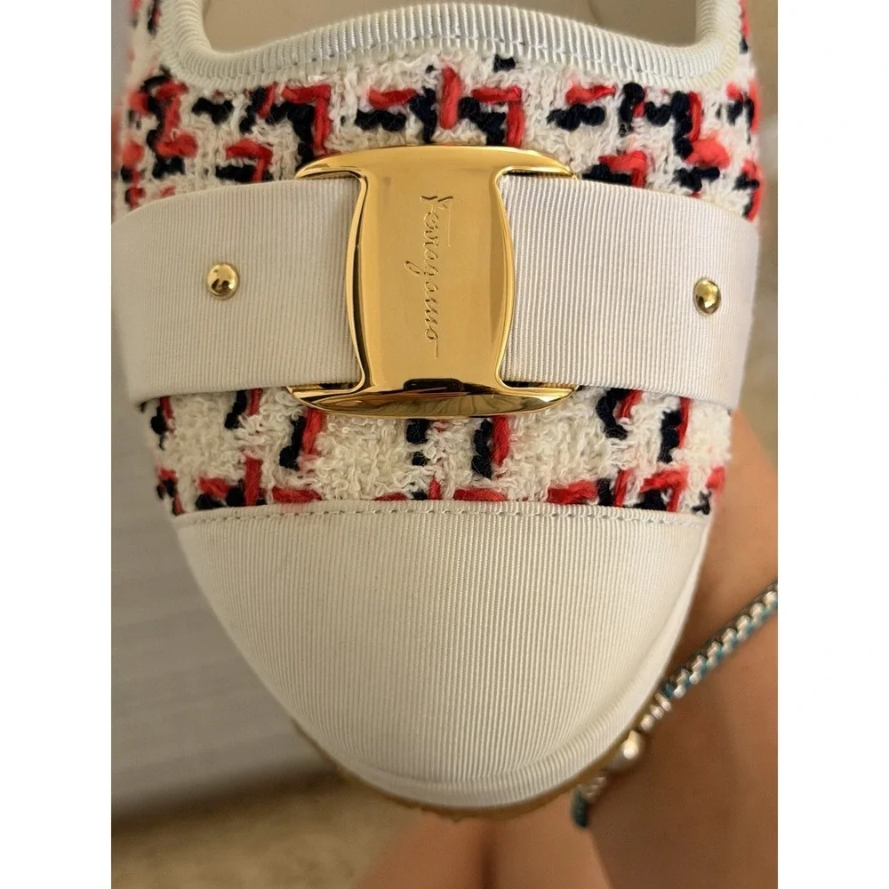 Women's Salvatore Ferragamo Kacy Woven‎ Espadrilles Ballet Flats Size 10